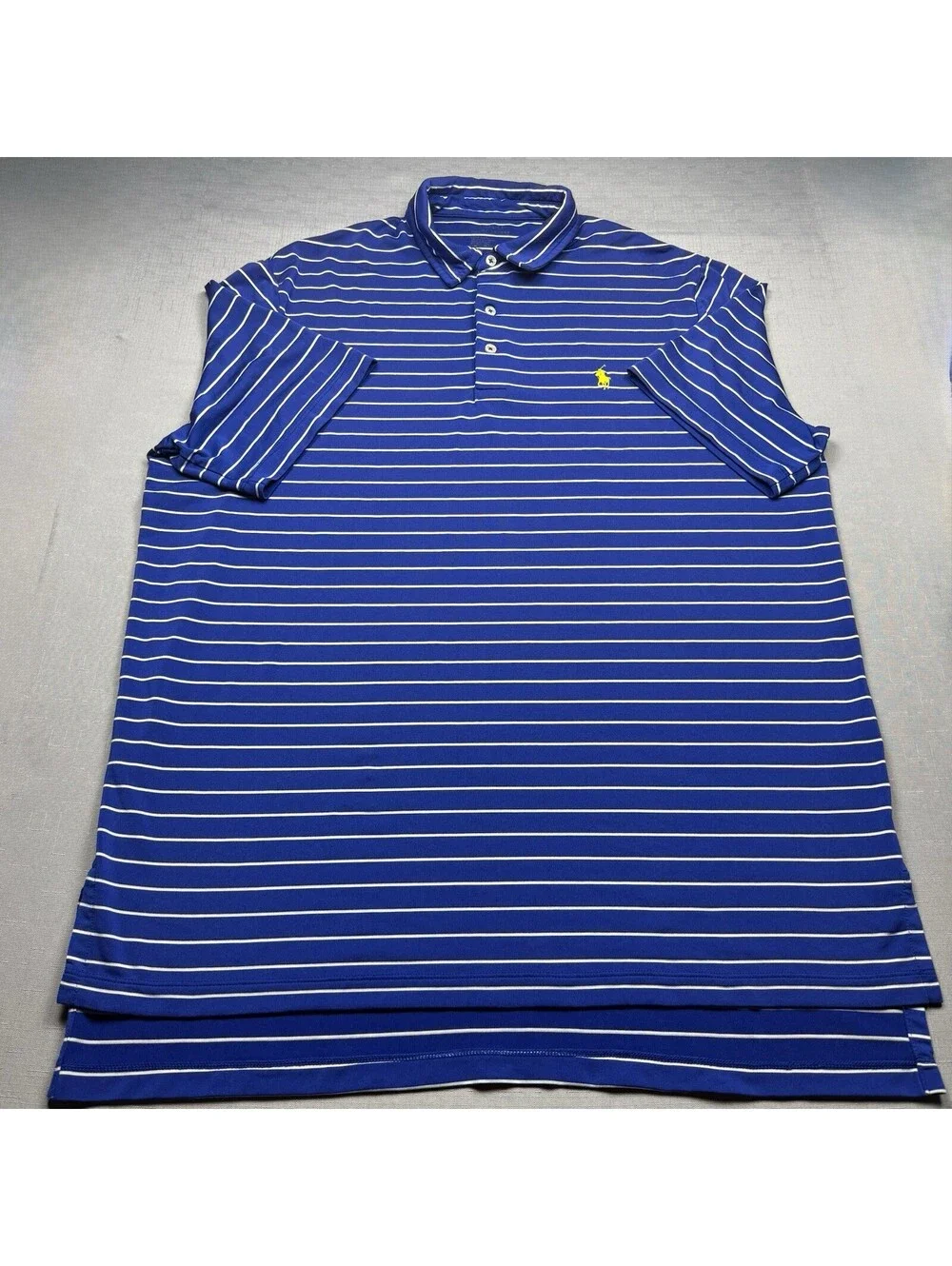 Polo Ralph Lauren Men’s XL Performance Golf Polo Shirt Blue White Striped Pony